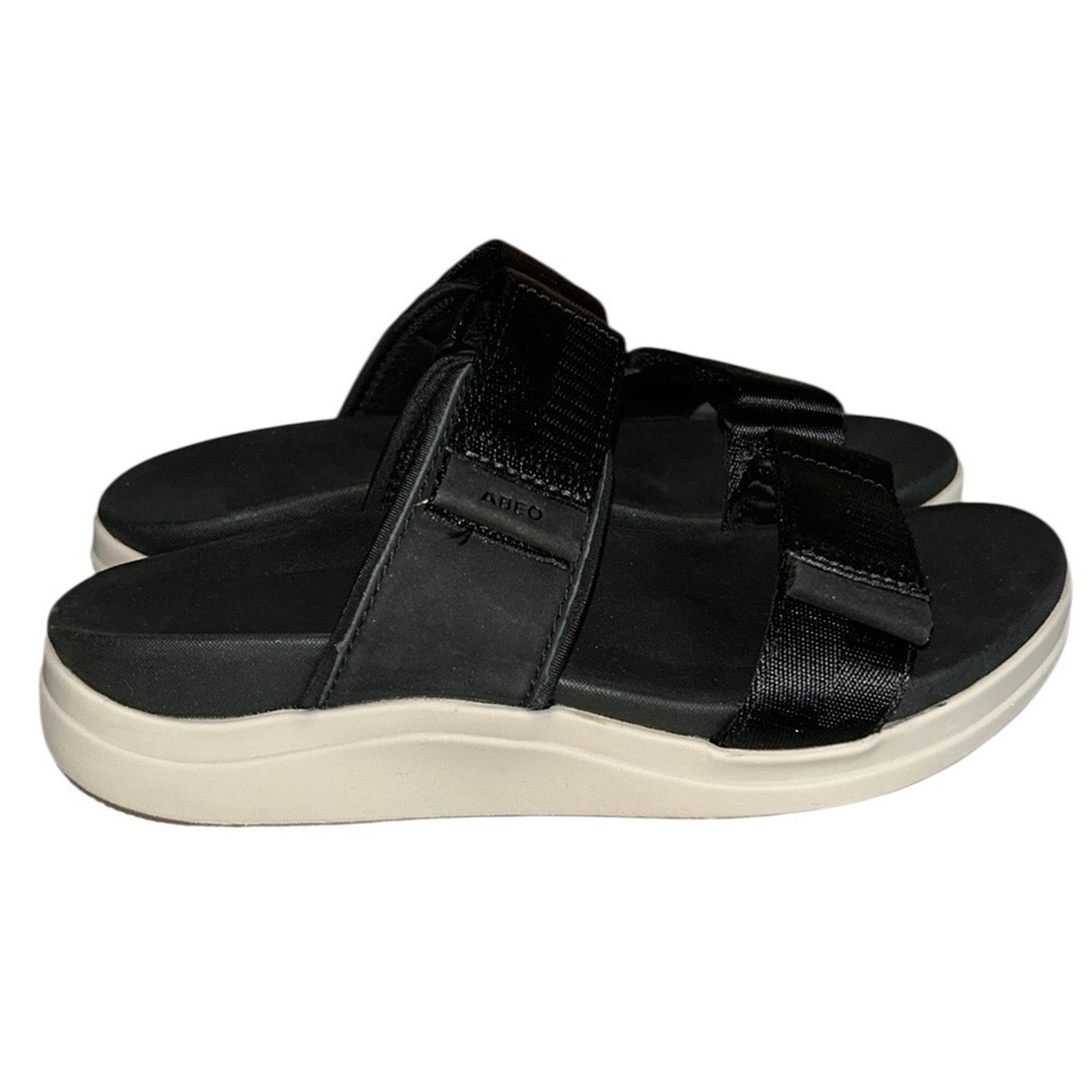 Abeo Jewel Black Nylon and Leather Adjustable Slides with Orthotic Insole Size 9 - Picture 3 of 11